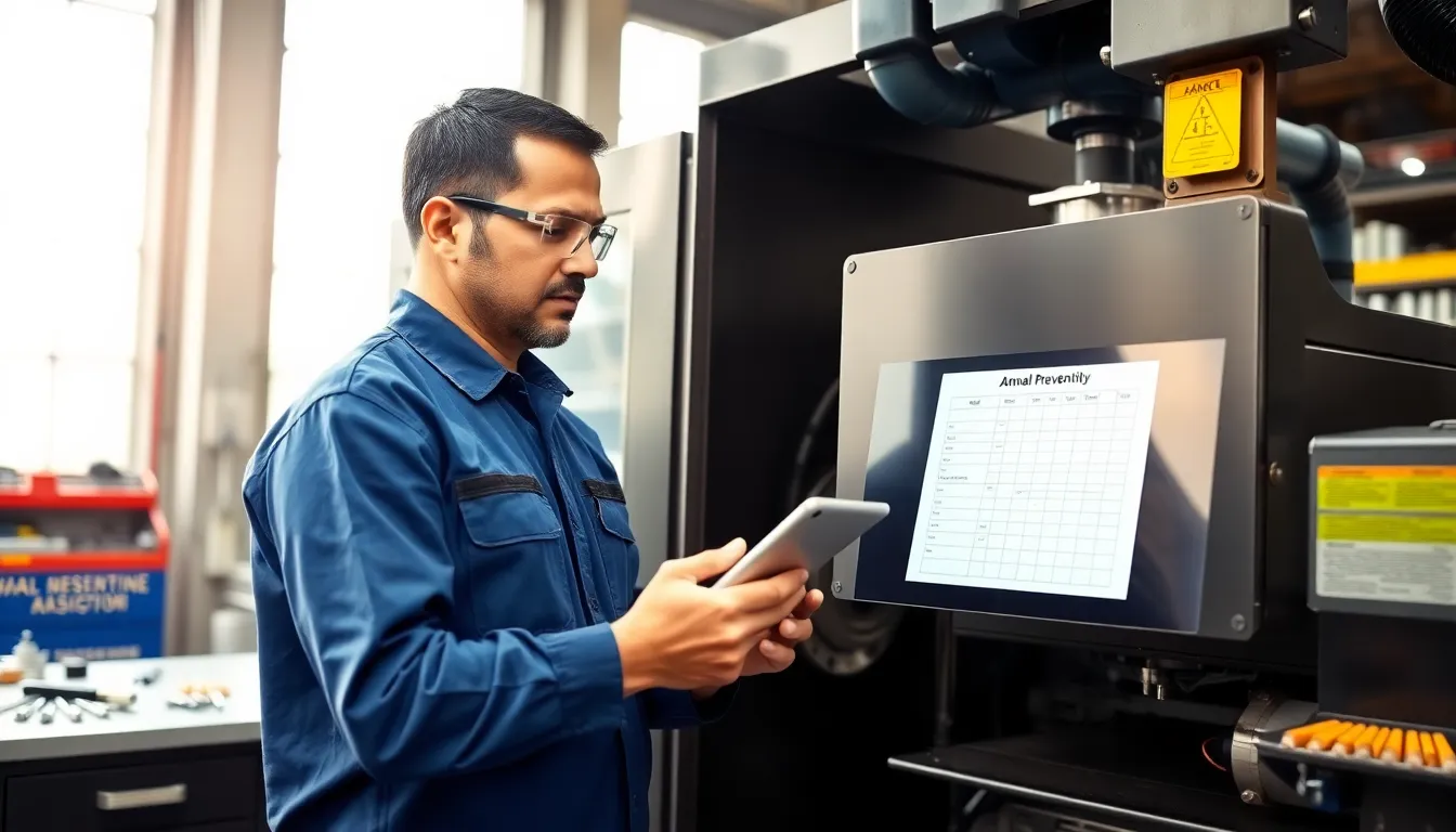technician performing preventive maintenance in a modern workshop.