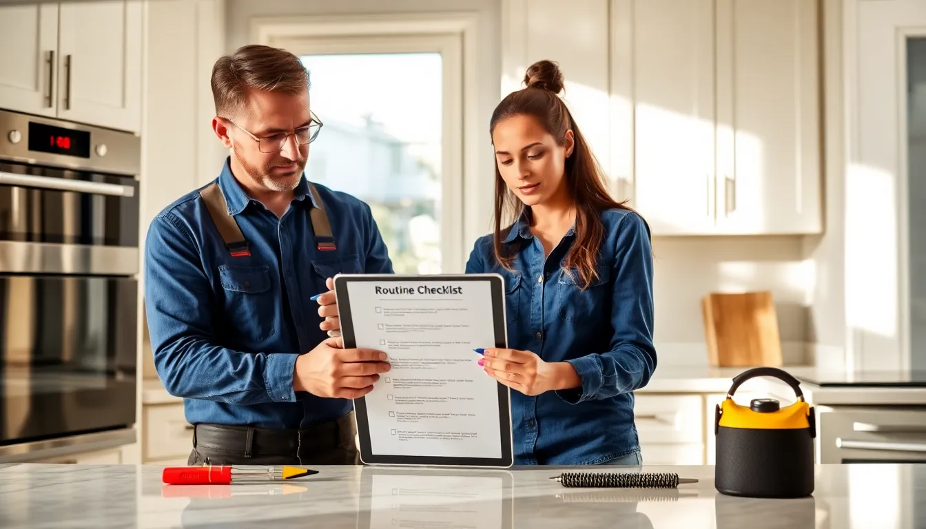 diverse team conducting home maintenance checks in a modern kitchen.