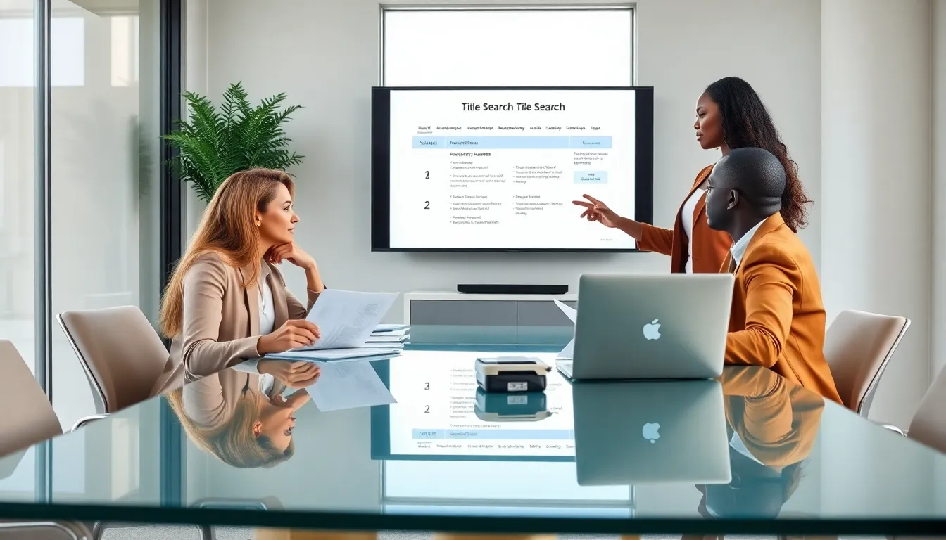 diverse professionals in a modern office discussing real estate documents.